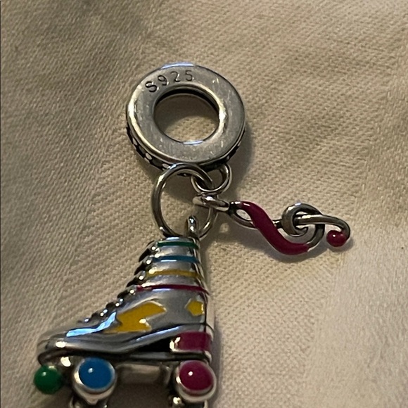 Pandora 925 Sterling Silver Colorful Roller Skate Charm Pendant with Music Note - Picture 11 of 15